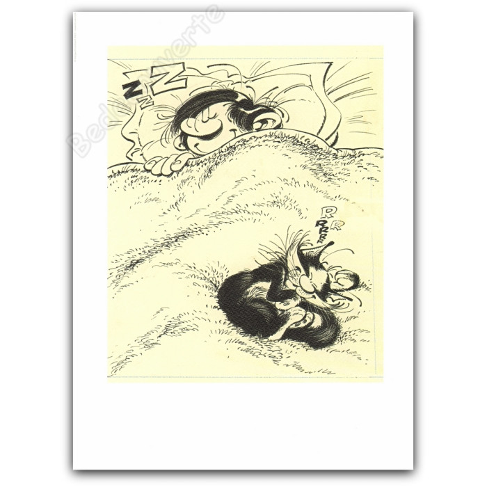 Franquin - Gaston, le chat et la sieste Étude de couverture