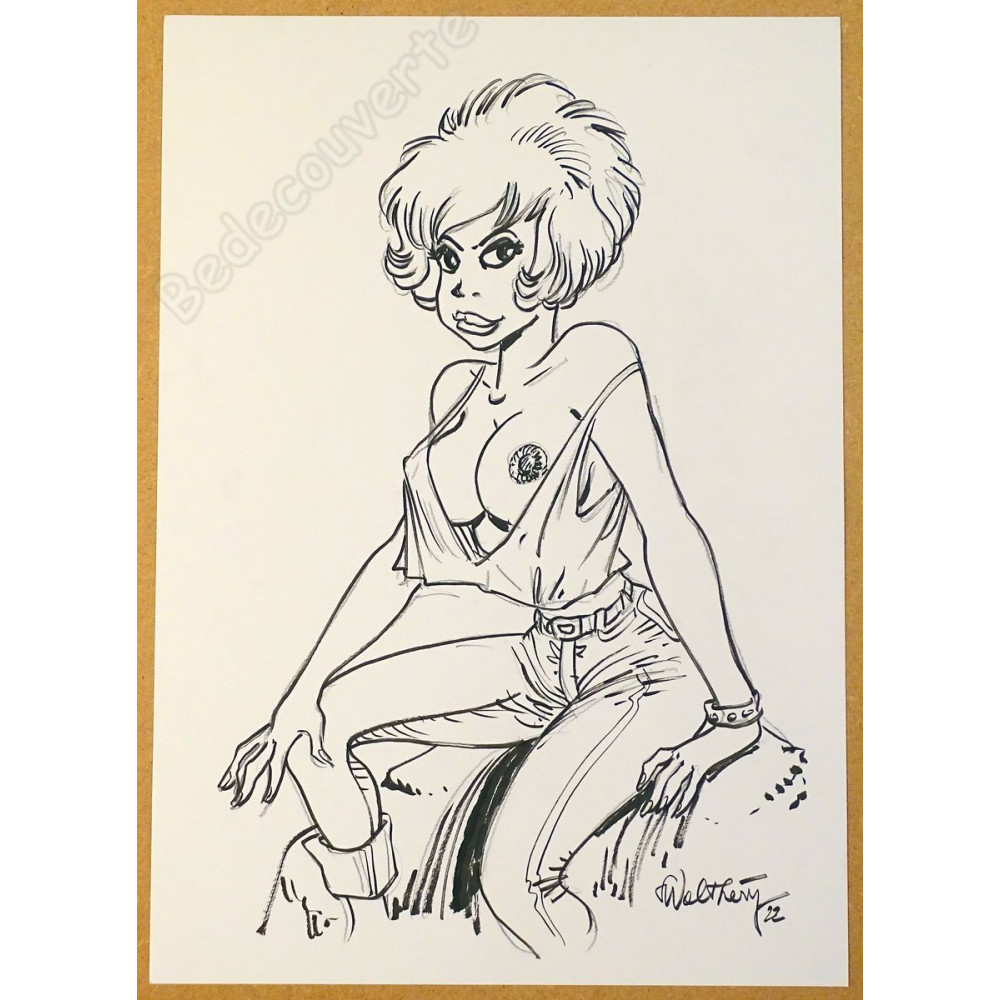 François Walthéry - Dessin Original Natacha Décolleté 2022