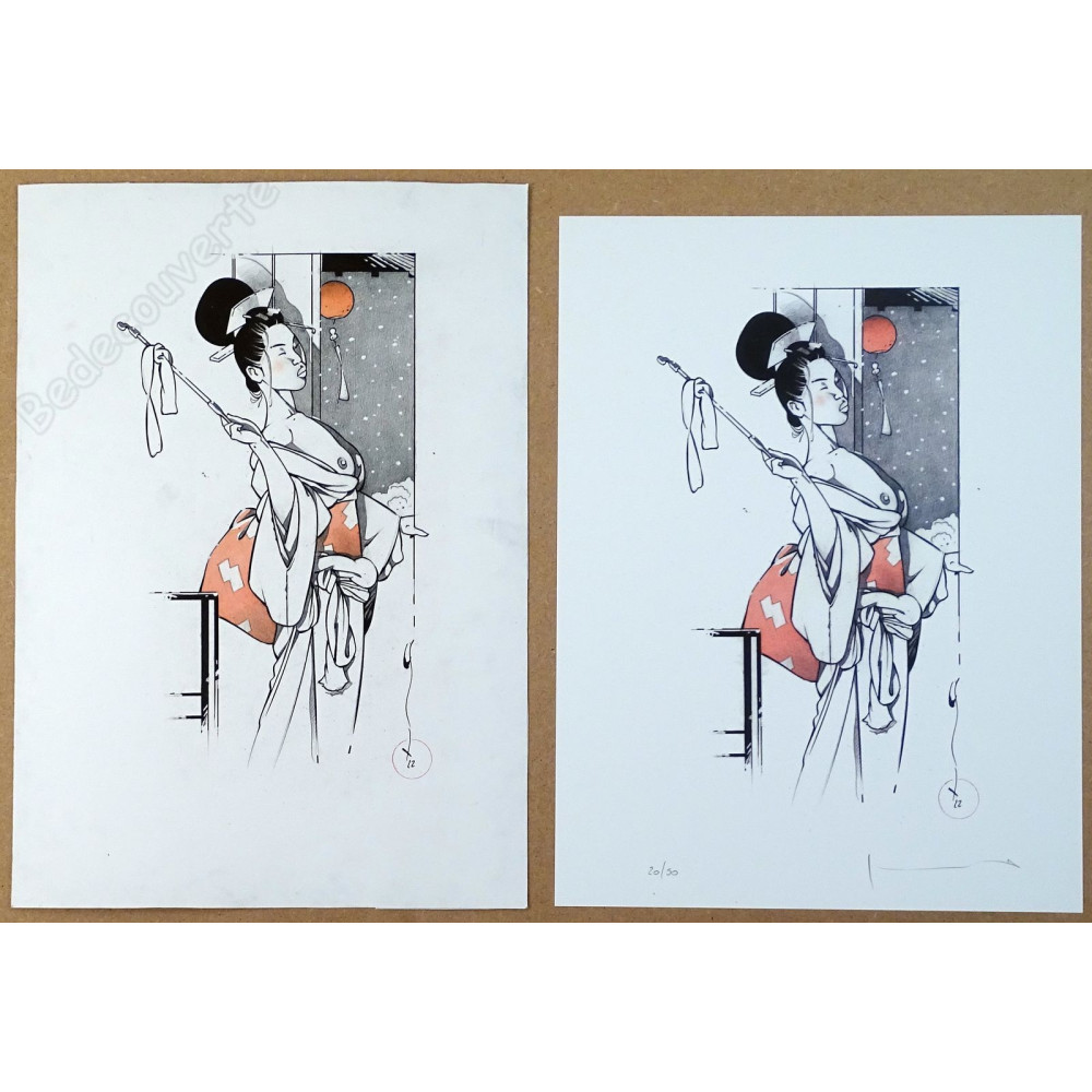 Michetz - Dessin Original Geisha en Hiver