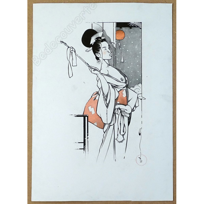 Michetz - Dessin Original Geisha en Hiver