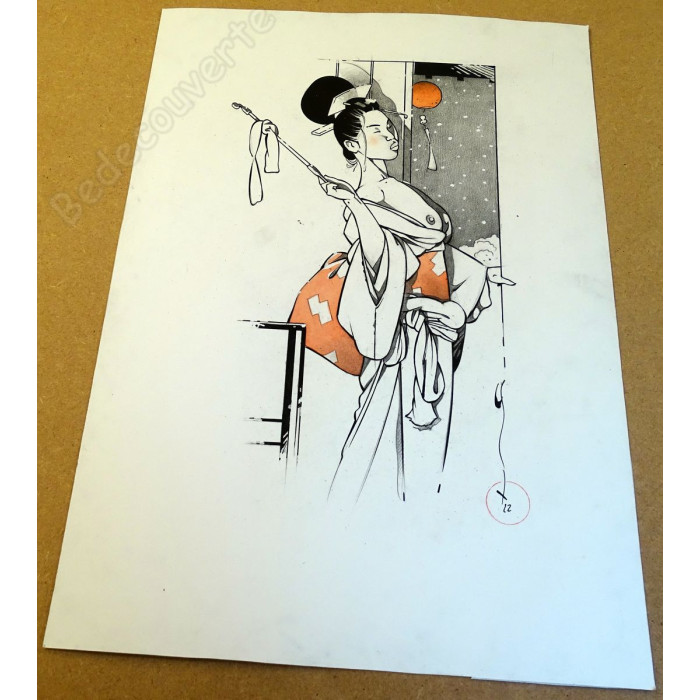 Michetz - Dessin Original Geisha en Hiver