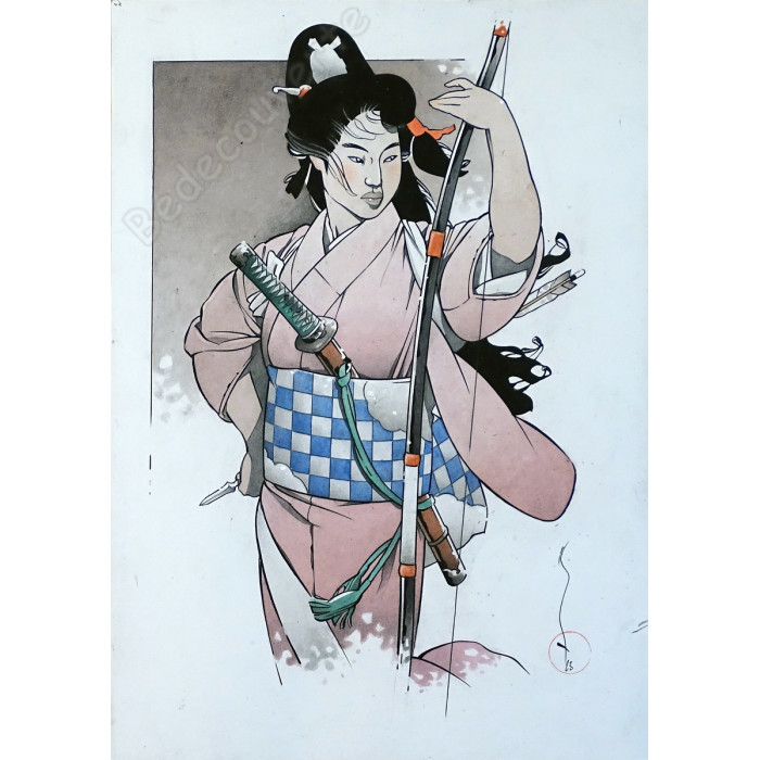 Michetz - Dessin Original Geisha à l'arc