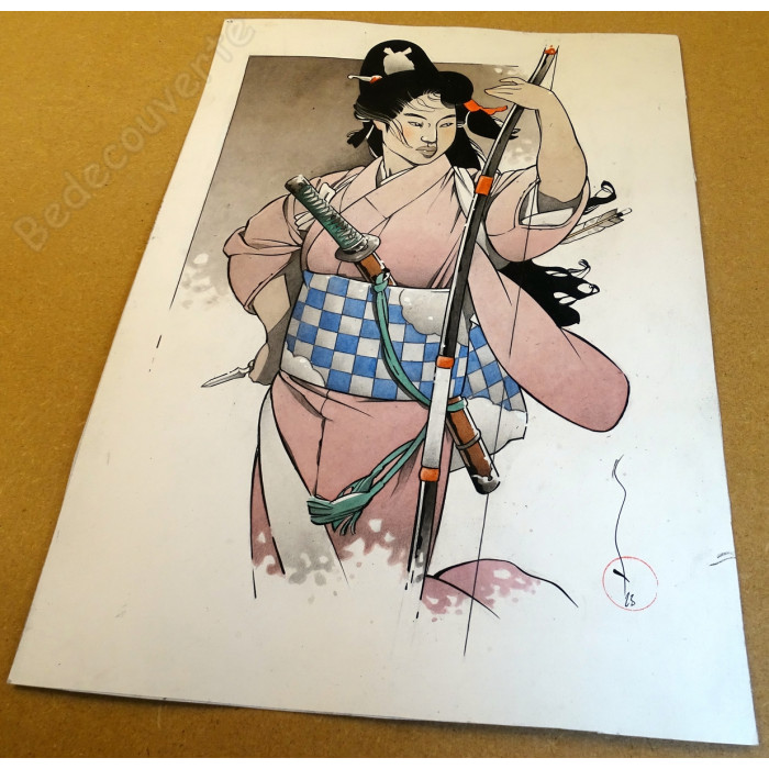 Michetz - Dessin Original Geisha à l'arc