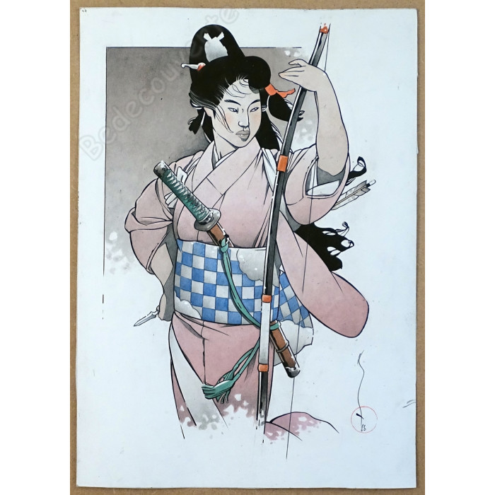 Michetz - Dessin Original Geisha à l'arc