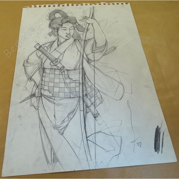 Michetz - Crayonné Original Geisha à l'Arc