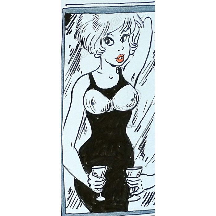 François Walthéry - Dessin Original Natacha Robe noire