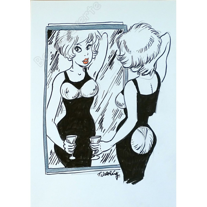 François Walthéry - Dessin Original Natacha Robe noire