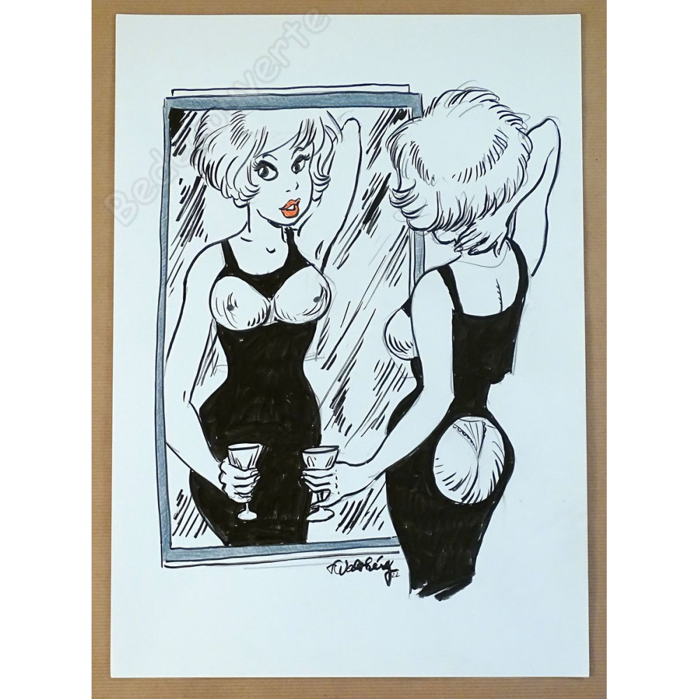 François Walthéry - Dessin Original Natacha Robe noire François Walthéry - Dessin Original Natacha Robe noire