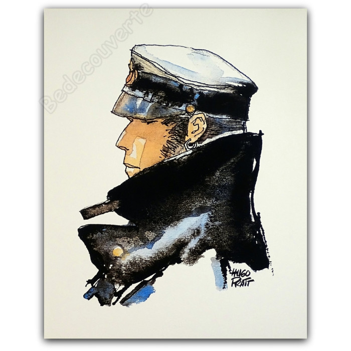 Hugo Pratt - Estampe pigmentaire Corto Maltese Dedicated to Corto