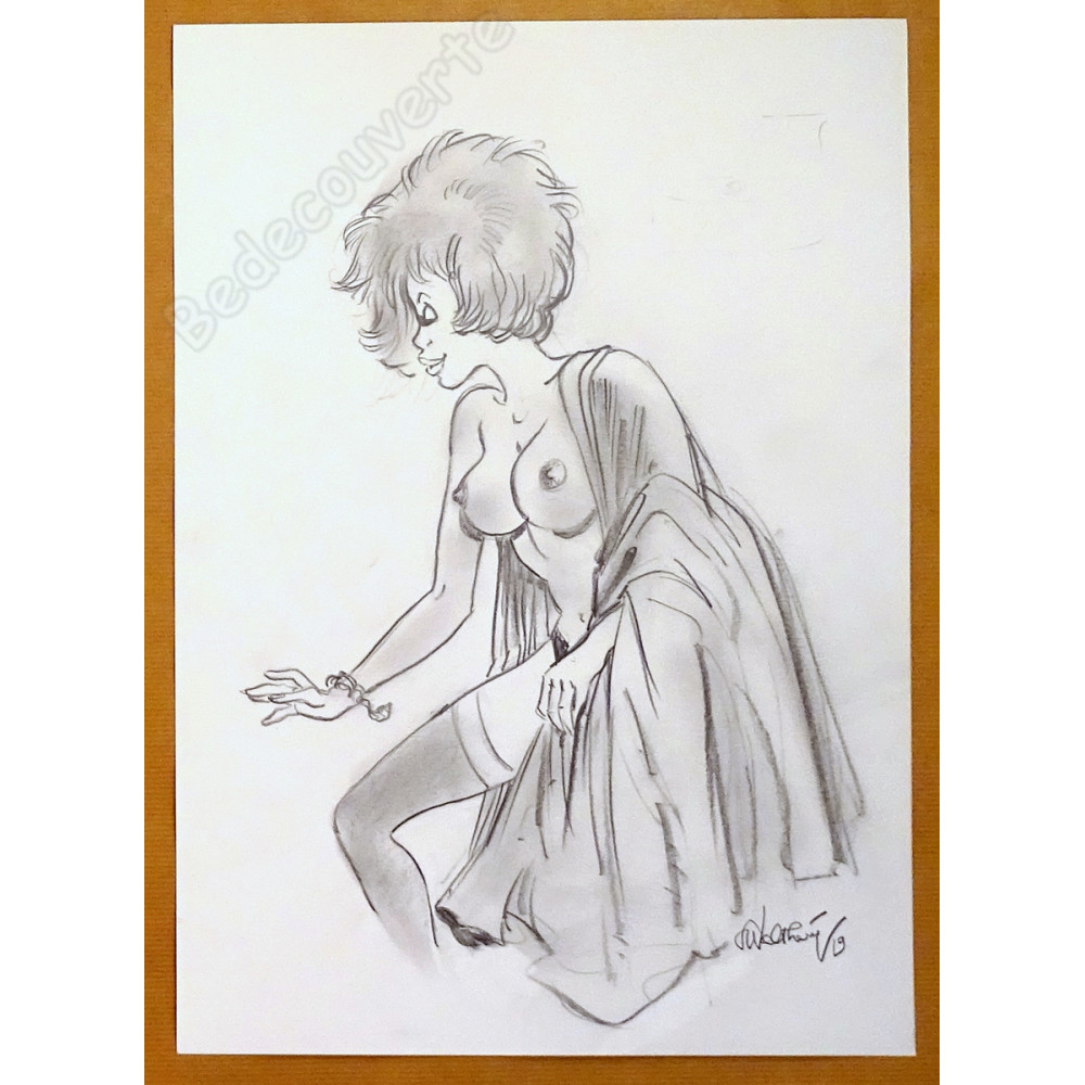 Walthéry François - Dessin Original Natacha Dénudée 2019 Walthéry François - Dessin Original Natacha Dénudée 2019