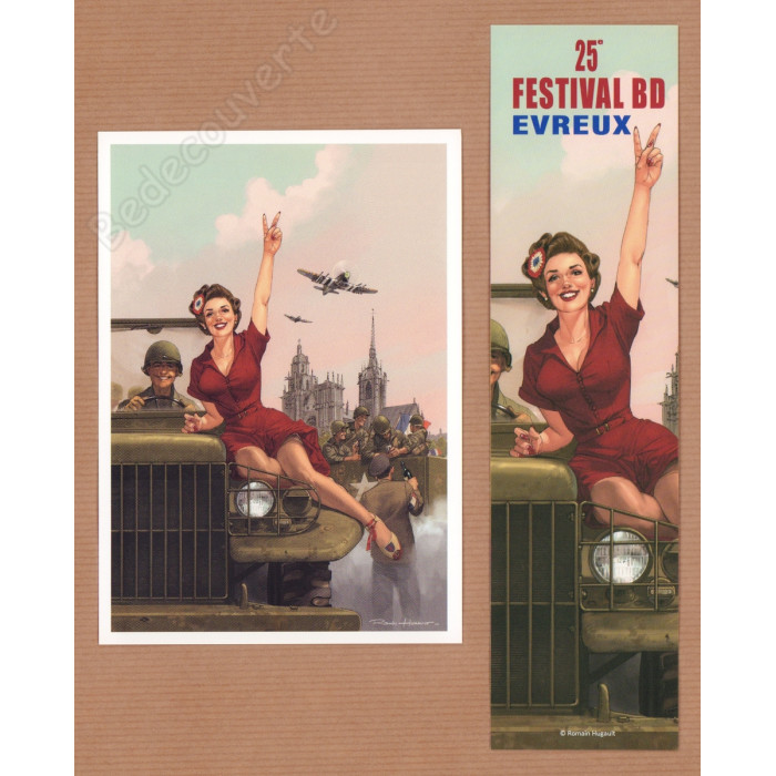 Hugault Romain - Carte postale + Marque-page Festival BD