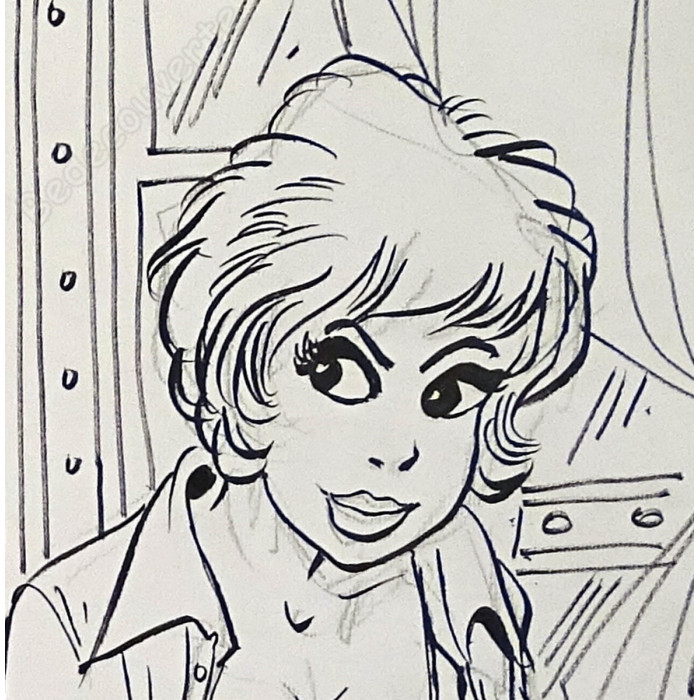 Walthéry François - Dessin Original Natacha Devant la fenêtre 2021
