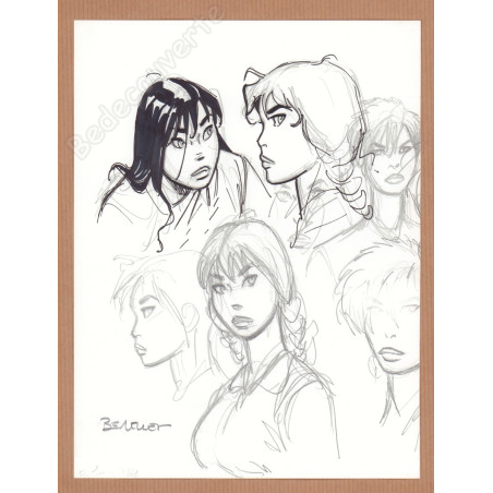 Dessin Original Berthet Sur Menu Du Salon BD De Nîmes 2014 - Pièce Dédicacée, En Excellent état, Idéale Pour Les Collectionneurs De Bande Dessinée