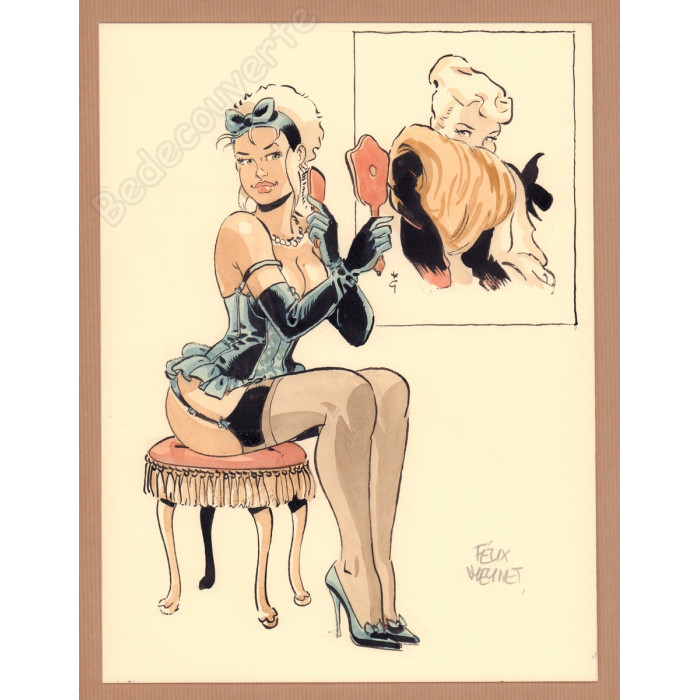 Meynet Félix - Dessin original Mirabelle se coiffe