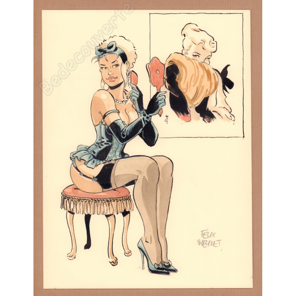 Meynet Félix - Dessin original Mirabelle se coiffe