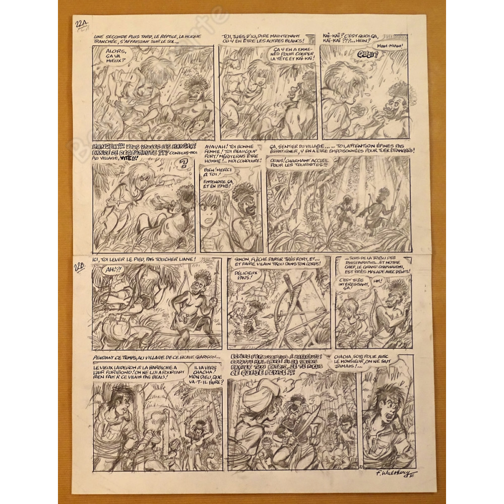 Walthéry François - Planche Originale 22 Natacha 23 Sur les traces de L'Epervier Bleu