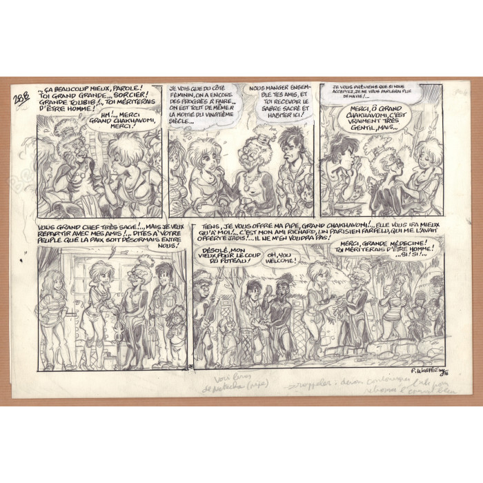 Walthéry François - Planche Originale Crayonnée 28 Natacha 23 Sur les traces de L'Epervier Bleu