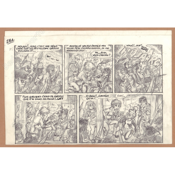 Walthéry François - Planche Originale Crayonnée 28 Natacha 23 Sur les traces de L'Epervier Bleu