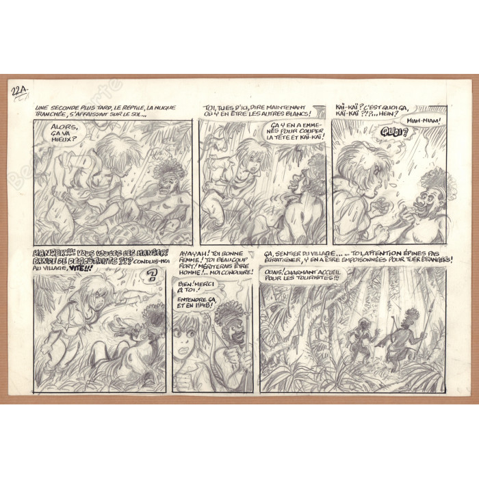 Walthéry François - Planche Originale Crayonnée 22 Natacha 23 Sur les traces de L'Epervier Bleu