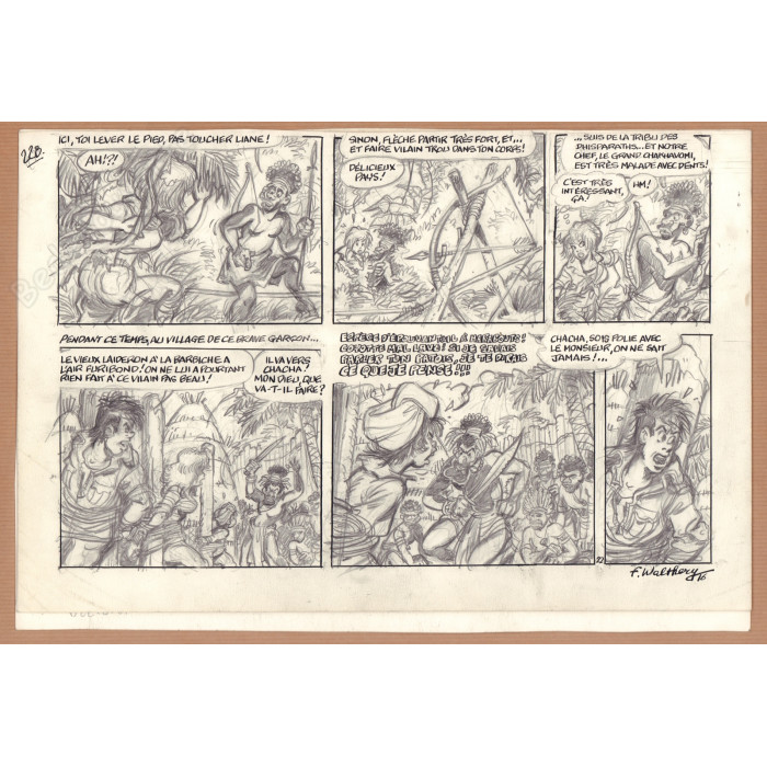 Walthéry François - Planche Originale Crayonnée 22 Natacha 23 Sur les traces de L'Epervier Bleu
