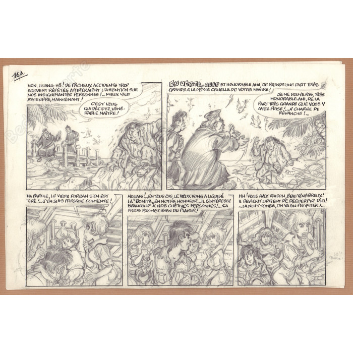 Walthéry François - Planche Originale Crayonnée 16 Natacha 23 Sur les traces de L'Epervier Bleu
