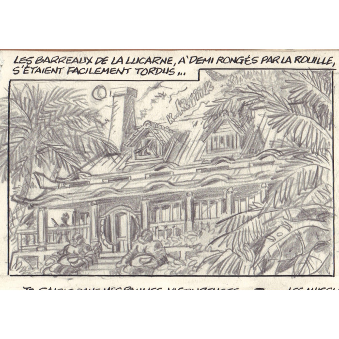 Walthéry François - Planche Originale Crayonnée 16 Natacha 23 Sur les traces de L'Epervier Bleu