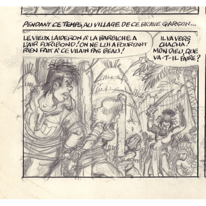Walthéry François - Planche Originale Crayonnée 22 Natacha 23 Sur les traces de L'Epervier Bleu