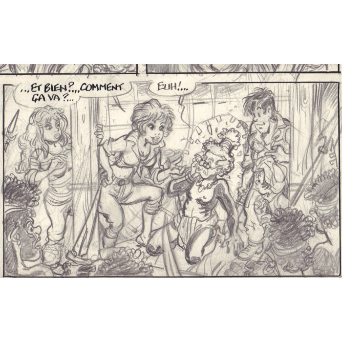Walthéry François - Planche Originale Crayonnée 28 Natacha 23 Sur les traces de L'Epervier Bleu
