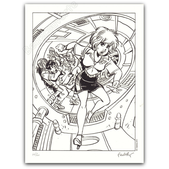 Walthéry - Natacha Couverture Spirou 2207 inversée NB