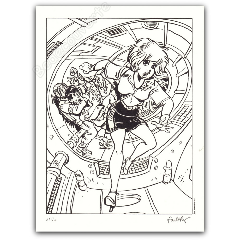 Walthéry - Natacha Couverture Spirou 2207 inversée NB Walthéry - Natacha Couverture Spirou 2207 inversée NB