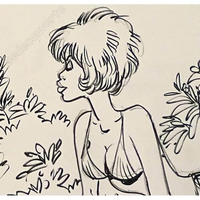 Walthéry François - Dessin Original Natacha dans la nature 2021