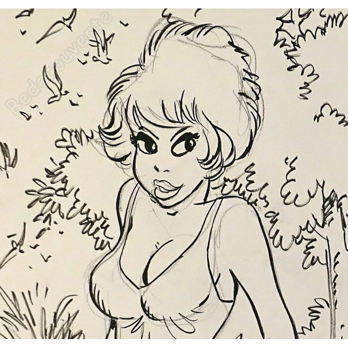 Walthéry François - Dessin Original Natacha dans la nature 2022