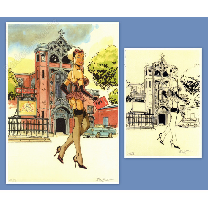 Meynet - Pin-up Mirabelle à Paris Eglise Saint-Jean de Montmartre 2025 Duo d'ex-libris