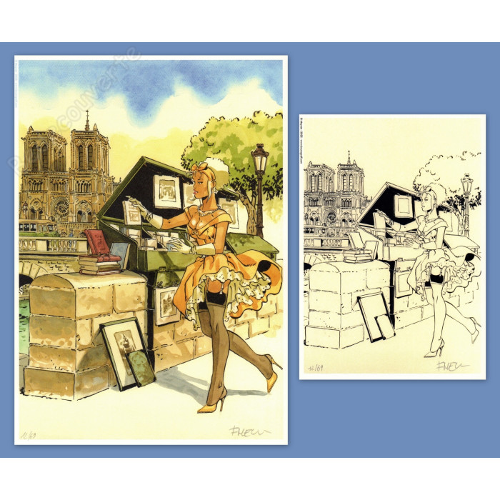 Meynet - Pin-up Mirabelle à Paris Notre-Dame 2025 Duo d'ex-libris