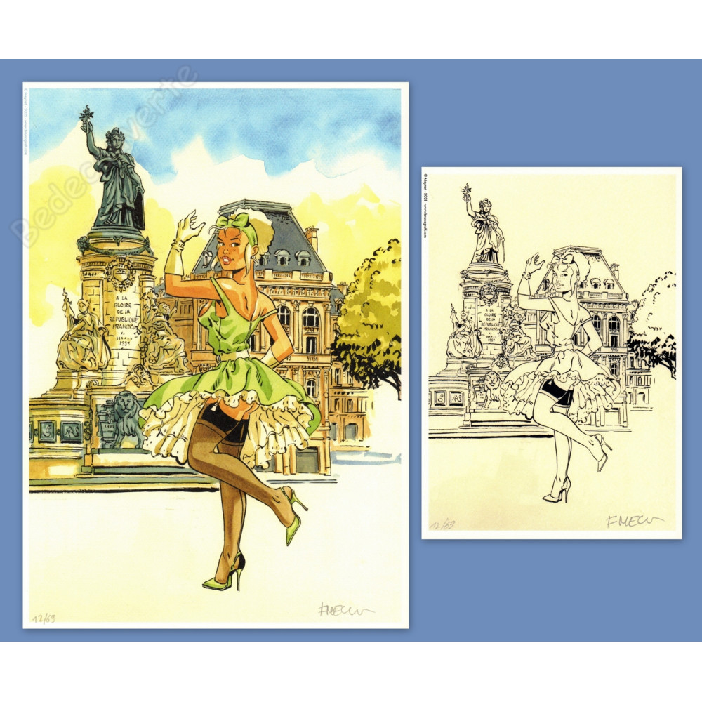 Meynet - Pin-up Mirabelle à Paris Place de la République 2025 Duo d'ex-libris Meynet - Pin-up Mirabelle à Paris Place de la République 2025 Duo d'ex-libris