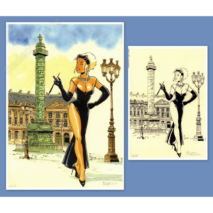 Meynet - Pin-up Mirabelle à Paris Place Vendôme 2025 Duo d'ex-libris