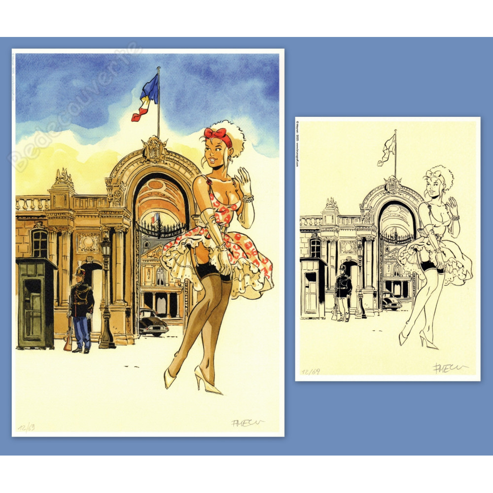 Meynet - Pin-up Mirabelle à Paris Palais de l'Elysée 2025 Duo d'ex-libris Meynet - Pin-up Mirabelle à Paris Palais de l'Elysée 2025 Duo d'ex-libris