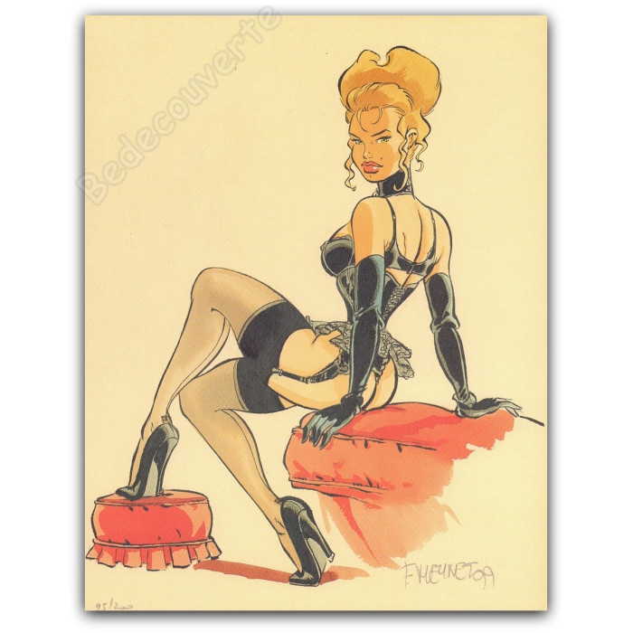 Meynet - Pin-up sur coussin rouge 1999