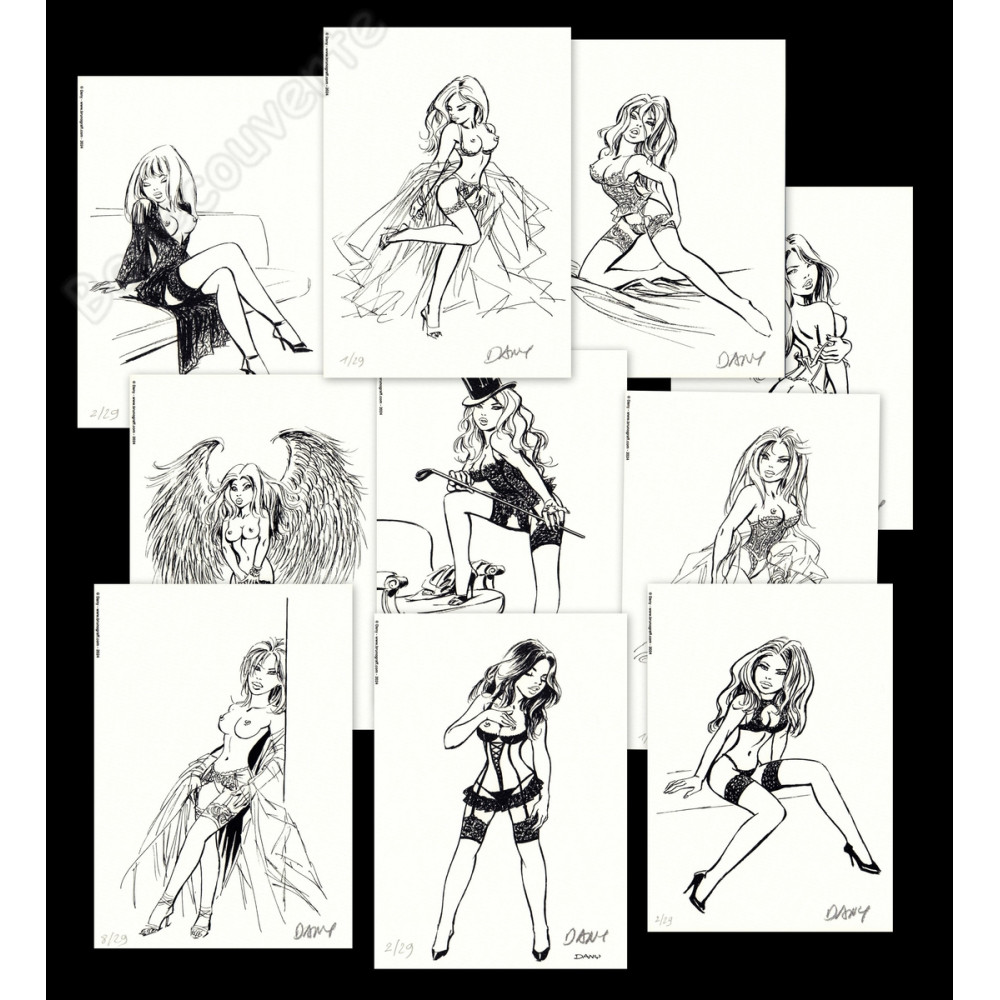 Dany - Ensemble de 10 ex-libris Dentelles de Jarretelles 2024