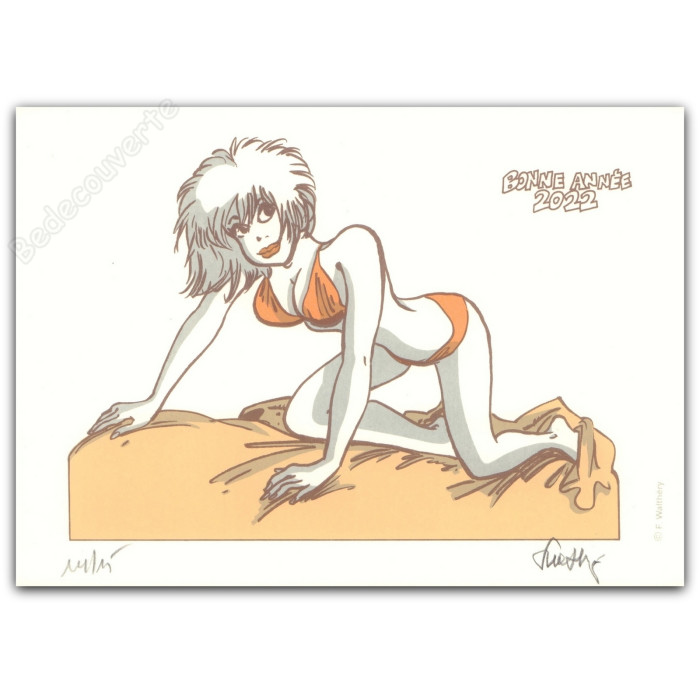 Walthéry - Natacha Bikini Orange Bonne année 2022
