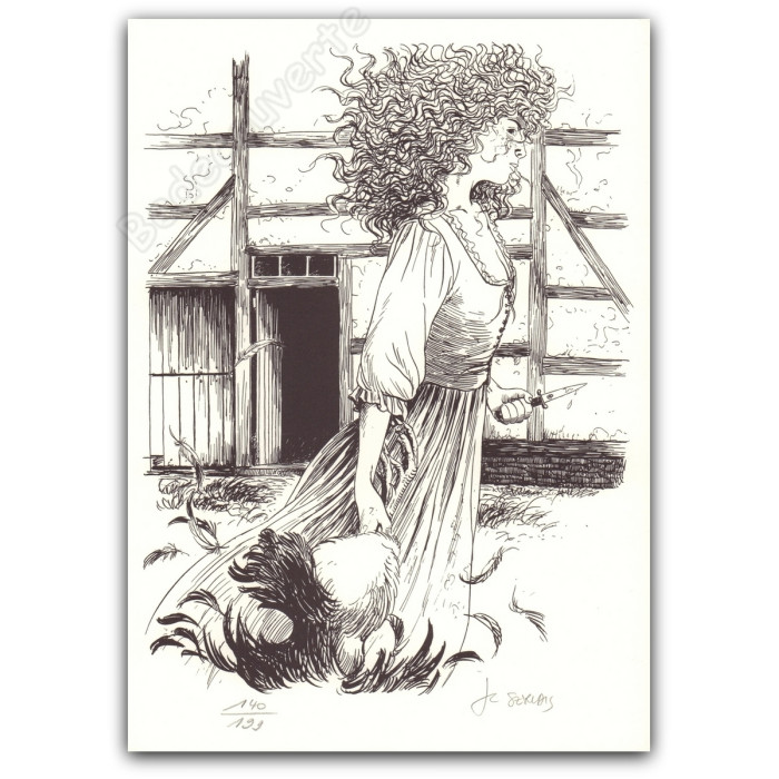 Servais - La belle coquetière Le coq