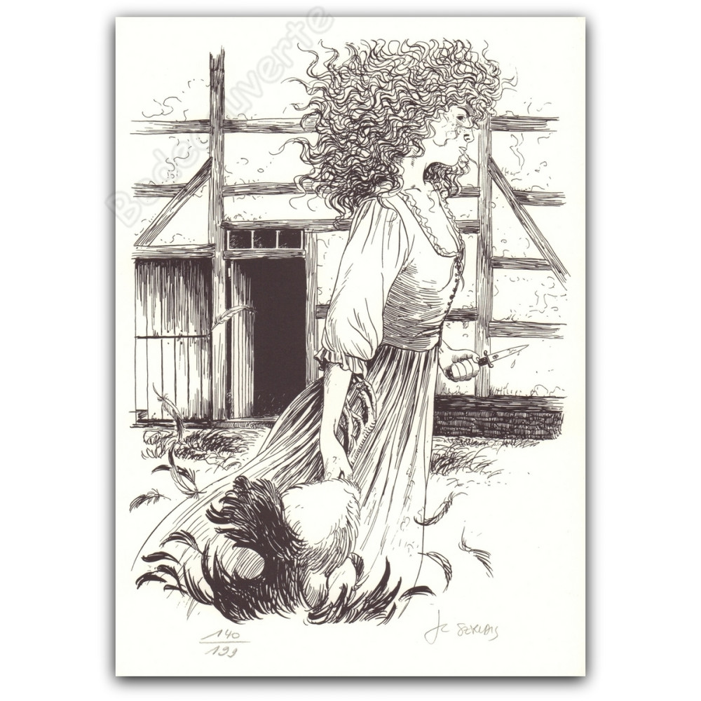 Servais - La belle coquetière Le coq