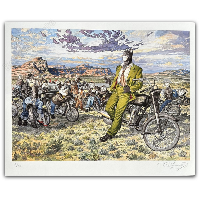 Guarnido - Estampe pigmentaire Blacksad Amarillo's Road 200ex Signée