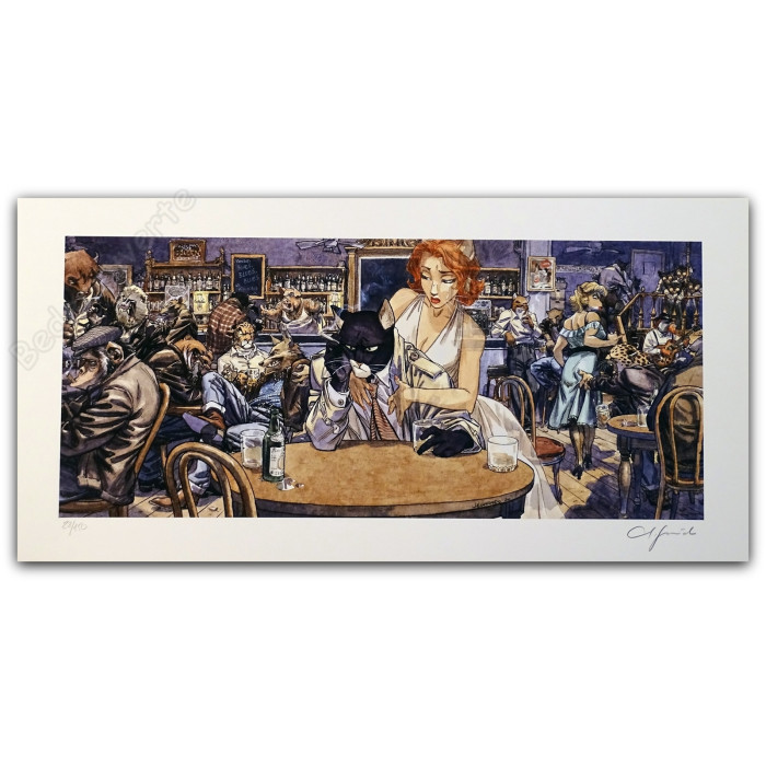 Guarnido - Estampe pigmentaire Blacksad John's Blues 150ex Signée