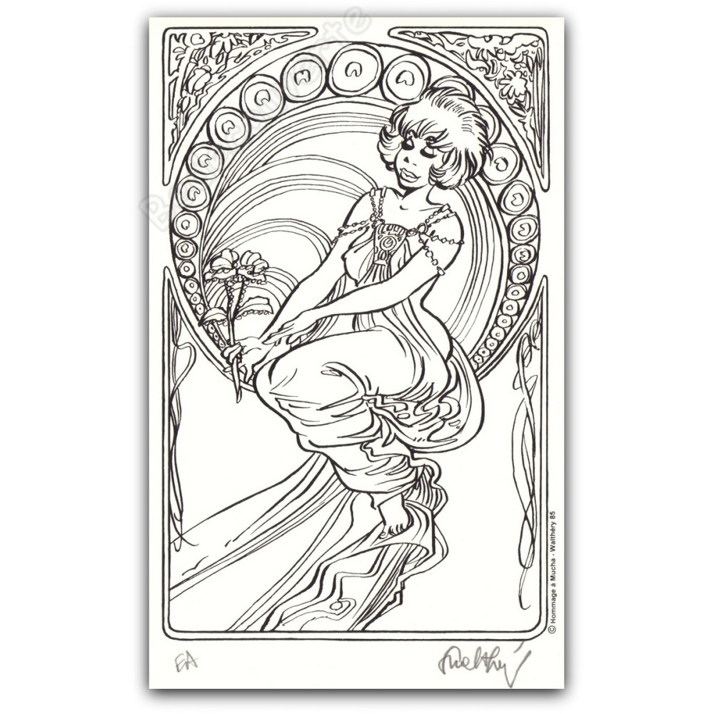Walthéry - Natacha Hommage à Alfons Mucha Le drap 02 NB Walthéry - Natacha Hommage à Alfons Mucha Le drap 02 NB