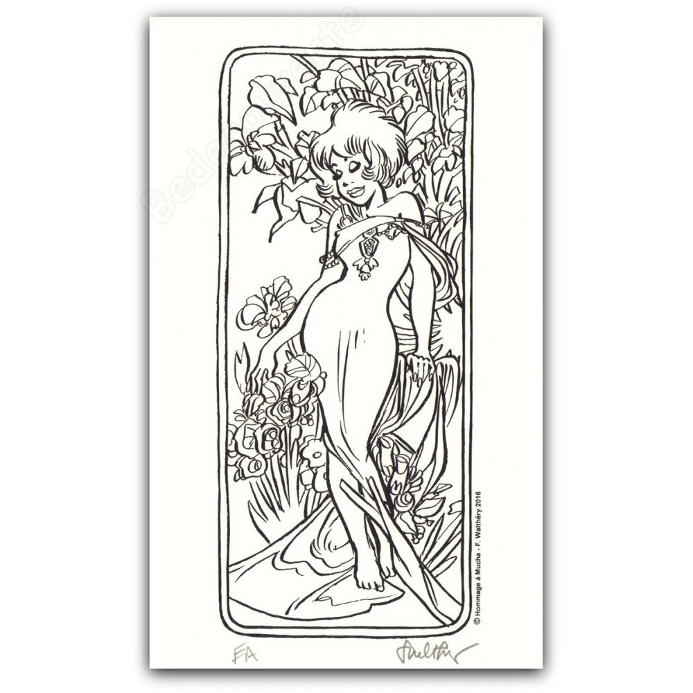 Walthéry - Natacha Hommage à Alfons Mucha Collier NB