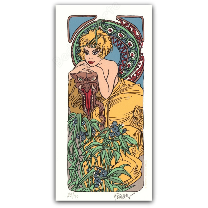 Walthéry - Natacha Appuyée Hommage Alfons Mucha