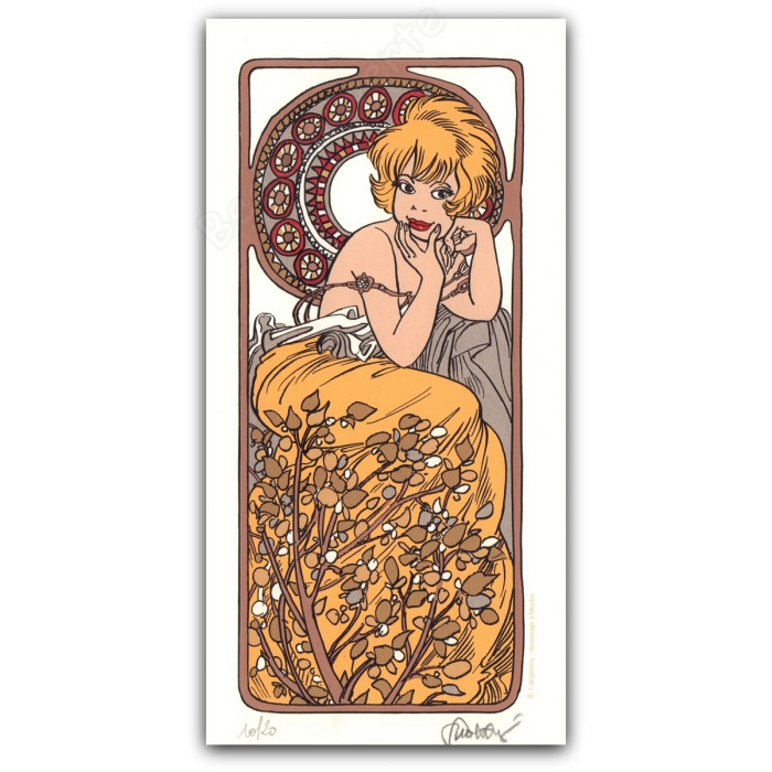 Walthéry - Natacha Main au menton Hommage Alfons Mucha Variante