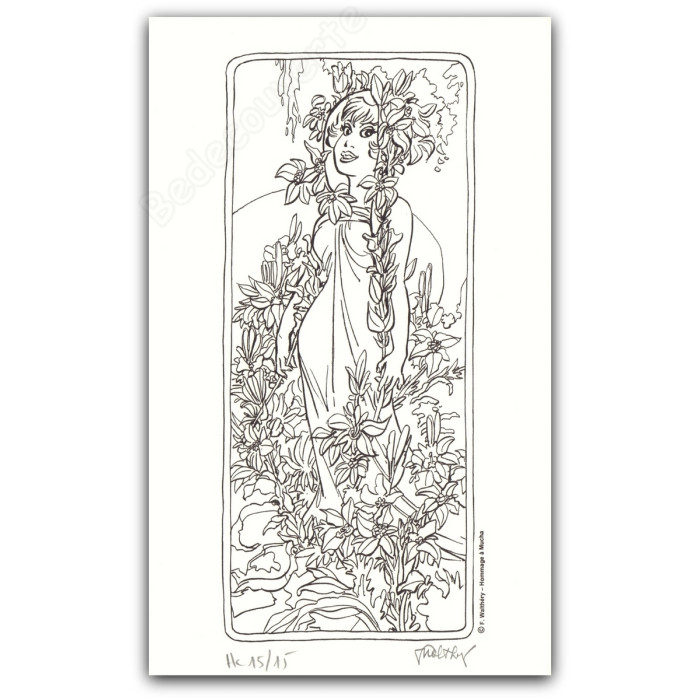 Walthéry - Natacha Hommage Alfons Mucha Capuche NB