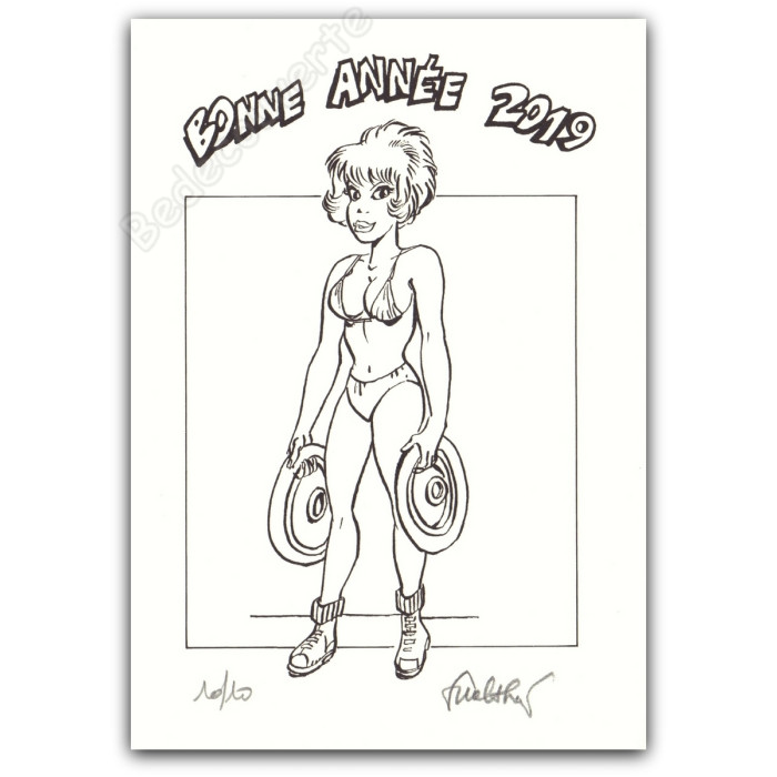 Walthéry - Natacha Haltérophile Poids Bonne Année 2019 NB